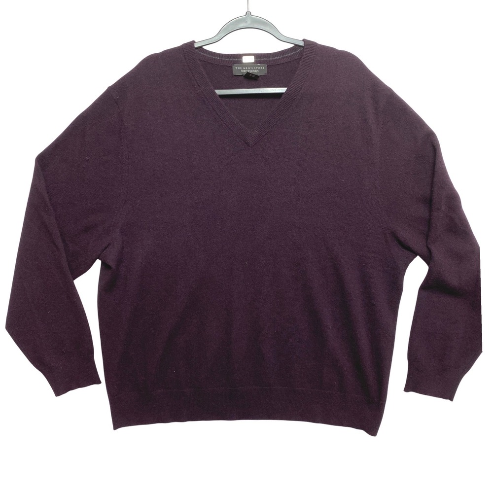 The Mens Store Bloomingdales Sweater Mens XXL Purple 100% Cashmere V-Neck